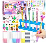 MKAKYES Laboratorio de Boligrafos, Kit de Creación de Bolígrafos con 82 Accesorios, Manualidades Niña 8 Años, Juego Creativo, Regalos Originales para Niños y Niñas de 5 6 7 8 9 10 11 12 años