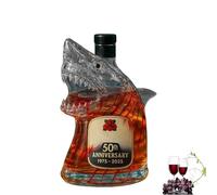 Mkasbn Jaw - Botella de vino con estatua de tiburón de whisky para el 50 aniversario, diseño de tiburón con forma de animal grabado, botella de 320 ml para amantes del whisky, ideas de regalo de