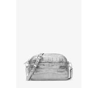 MKBandolera para cámara Jet Set pequeña de piel metalizada con motivo de cocodrilo en relieve - Plateado - Michael Kors ONE SIZE