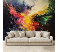 MKBKLI Moderno mural de pared 3D personalizado no tejido colorido abstracto al óleo de 137 x 100 pulgadas, 7 rayas, arte de pared para sala de estar, dormitorio, oficina, fondo de TV, decoración del