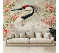 MKBKLI Moderno mural fotográfico 3D personalizado con rosas y grullas, 157 x 110 pulgadas, 8 rayas, arte de pared para sala de estar, dormitorio, oficina, fondo de TV, decoración del hogar