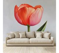 MKBKLI Moderno mural fotográfico 3D personalizado de tulipán rosa y naranja degradado, 98 x 68 pulgadas, 5 rayas, arte de pared para sala de estar, dormitorio, oficina, fondo de TV, decoración del