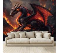 MKBKLI Mural personalizado Papel pintado Negro Rojo Animal Dragón Fresco 3D Gran Foto Boda Cafe Restaurante Tema Hotel Fondo Decoración de Pared 200 (W) x 140 (H) cm