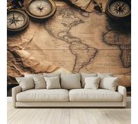 MKBKLI Murales de pared papel pintado vintage mapa del mundo pintura sala de estar niños niñas dormitorio cuarto cuarto fondo arte decoración 400 (ancho) x 280 (alto) cm