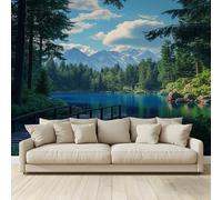 MKBKLI Papel pintado de pared personalizado Puente de madera sobre un lago fresco 3D Gran foto Boda Cafe Restaurante Tema Hotel Fondo Decoración de Pared 400 (W) x 280 (H) cm