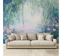 MKBKLI Papel pintado fotográfico de ramas sauce verde lirios - Diseño para paredes habitación - Fotomural tejido no tejido 200 x 140 cm - Pegamento no incluido