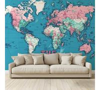 MKBKLI Papel pintado panorámico 3D pared mapa mundo retro cartel de pared no tejido tapicería decoración fondo de pared TV salón póster 300 (H) x 210 (L) cm