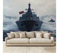 MKBKLI - Papel pintado panorámico buque guerra turco pared 3D no tejido mural póster decoración fondo de pared TV salón dormitorio 300 (H) x 210 (L) cm