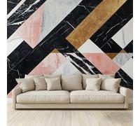 MKBKLI - Papel pintado panorámico de mármol abstracto geométrico, efecto 3D, pintura mural fotográfica, sala de estar, dormitorio, TV, sofá, tema, hotel de lujo, pasillo de fondo, decoración del hogar