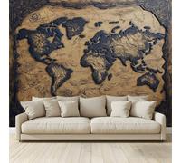 MKBKLI - Papel pintado panorámico, diseño de mapa del mundo vintage, efecto 3D, pintura mural fotográfica, sala de estar, dormitorio, TV, sofá, tema, hotel de lujo, pasillo de fondo, decoración para