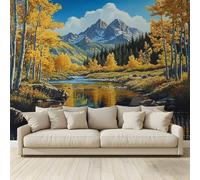 MKBKLI Papel pintado panorámico paisaje con lagos cimas y bosques pared 3D no tejido mural póster decoración fondo de pared TV salón dormitorio 350 (H) x 256 (L) cm
