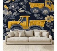 MKBKLI - Papel pintado panorámico para vehículos (3D, diseño de dibujos animados, color amarillo, diseño de dibujos animados, pared sin tejidos, decoración de fondo de pared, TV, sala de estar, 400 (H