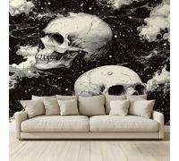 MKBKLI Papel pintado personalizado Mural Negro Blanco Cráneo Roto Fresco 3D Gran Foto Boda Cafe Restaurante Tema Hotel Fondo Decoración de Pared 250 (W) x 175 (H) cm