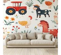 MKBKLI Papel pintado personalizado mural tractor pollo caballo vaca fresco 3D foto grande boda café restaurante tema hotel fondo decoración de pared 300 (ancho) x 210 (alto) cm