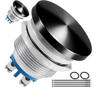 MKBKLLJY 2 pulsadores de cabeza de seta de 22 mm 12 V 24 V 36 V CC 110 V 250 V AC 5 A SPST IP65 carcasa de metal resistente al agua 7/8 pulgadas curvada con cable de conexión para coches, barcos