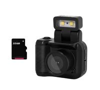 Mkcavne Cámara Mini SLR Cmos de 32 GB con Luz de Flash y Base de Carga, Grabadora de Video Portátil DV 1080P con Pantalla LCD Negra