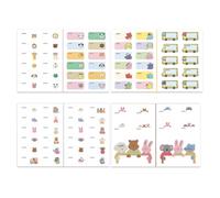MKEAWUU Pegatinas Personalizadas 8 Hojas 80 Pegatinas Adhesivas Lavables Colores Para Libros Fiambreras Biberones