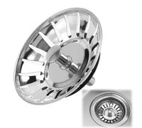 MKEAWWU 1 Pieza Tapón Fregadero 79Mm Plateado Con Cesta - Altura Ajustable Para Lavabo Incluye 2 Juntas