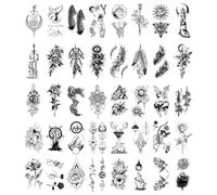 MKEAWWU 40 Hojas Tatuajes Temporales, Negro Tatuajes Falsos,Tatuajes Temporales Adultos, Tattoo Temporal Para Niños Adultos Hombres Y Mujeres