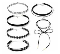 MKEAWWU Choker, 6 Piezas Terciopelo Negro, Ajustables, Clásicas, Tamaño Estándar, Para Mujeres Y Niñas, Danzar Cumpleaños Fiestas Cosplay