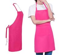 MKEAWWU Delantal De Cocina 100% Algodón Profesional, 70X85 Cm, Correa Ajustable, Color Rosa Intenso, Talla Única, 1 Pieza