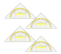 MKEAWWU Escuadra Y Cartabón, Juego De 4 Reglas Triangulares Multifuncionales, Color Amarillo, Tamaño 15.7 Cm, Flexibles, Para Estudiantes, Oficina, Diseñador