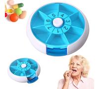 MKEAWWU Pastillero Semanal Redondo En Forma De Corazón Con 7 Compartimentos Grandes, Ideal Para Viajes, Organizador De Vitaminas, 9 Cm Largo, 9 Cm Ancho, 2.2 Cm Alto, 1 Unidad, Azul