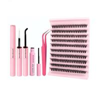 MKEAWWU Pestañas Postizas Cluster Lashes Kit, Kit Pestañas Pelo A Pelo Diy Com 200 Pcs Pestañas Postizas 40D,Pestañas Postizas, Extensiones De Pestañas With Lash Bond, 8-16Mm