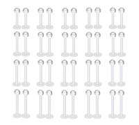 MKEAWWU Piercing, 20 Unidades Transparentes Acrílico Flexible 16G, Tamaños 6 Mm, 8 Mm, 10 Mm, 12 Mm (5 Cada), Para Cartílago Trago Hélix Labret, Retenedores
