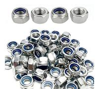 MKEAWWU Tuercas, Din985 Hexagonales M4, Acero Inoxidable A2, Autobloqueantes, Color Plata, 50 Unidades