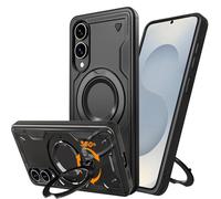 Mkej Funda para Samsung Galaxy S25 Edge - 2 in 1 TPU+PC Protección a Grado Militar Antigolpes para teléfono con Soporte Invisible Anillo Mejorado Armor Carcasa para Samsung Galaxy S25 Edge, Negro