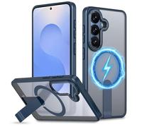 Mkej Funda para Samsung Galaxy S26 con Soporte Ajustable, [Compatible con MagSafe] magnética protección Militar a Prueba de Golpes, Carcasa translúcida Mate con Soporte, Azul