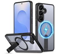 Mkej Funda para Samsung Galaxy S26 con Soporte Ajustable, [Compatible con MagSafe] magnética protección Militar a Prueba de Golpes, Carcasa translúcida Mate con Soporte, Negro
