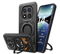 Mkej Funda para Xiaomi Redmi Note 14 Pro 5G - 2 in 1 TPU+PC Protección a Grado Militar Antigolpes para teléfono con Soporte Invisible Anillo Mejorado Armor Carcasa para Redmi Note 14 Pro 5G, Negro