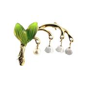 MKEMQXBEP Broche de Hoja Floral Blanca con Esmalte Verde for Mujer, broches de Lily Valley, alfileres, Joyas for Mujer, alfileres, Accesorios for broches