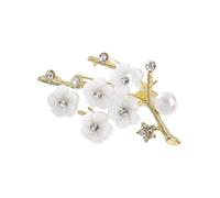 MKEMQXBEP Broches de Estrella de Perla con Forma de Rama de Flor de Ciruelo for Mujer, Elegantes Accesorios for Bolsos, alfileres de Solapa for Banquetes de Boda