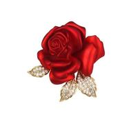 MKEMQXBEP Broches de Flores de Rosa roja con Diamantes de imitación for Mujer, Elegantes Ramos de Flores, Lazos for Solapa, Insignias for Fiestas de Bodas, Joyas