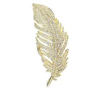 MKEMQXBEP Broches de Plumas de Diamantes de imitación de Lujo for Mujer, broches de Temperamento, Accesorios de joyería, Regalos(Gold 1PC)