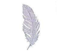 MKEMQXBEP Broches de Plumas de Diamantes de imitación de Lujo for Mujer, broches de Temperamento, Accesorios de joyería, Regalos(Silver 1PC)
