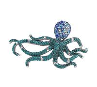 MKEMQXBEP Broches de Pulpo Brillantes for Mujer, broches de Animales con Diamantes de imitación for Fiestas y oficinas, Regalos(Blue 1PC)
