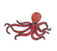 MKEMQXBEP Broches de Pulpo Brillantes for Mujer, broches de Animales con Diamantes de imitación for Fiestas y oficinas, Regalos(Red 1PC)