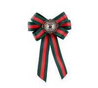 MKEMQXBEP Lazos de Cinta a Rayas, broches de Cristal con Diamantes de imitación, alfileres, Joyas, Collares for Mujer, ramilletes, Corbatas, broches de Estilo Escolar(Green 1PC)