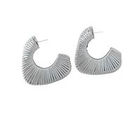 MKEMQXBEP Pendientes Cuadrados Trenzados for Mujer, Pendientes de aro con Forma de C llamativos, joyería Gruesa for Fiestas.(Silver Color 1PC)