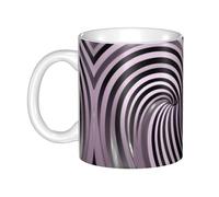 MKGOHLG Taza de cerámica impresa con espacio circular para capuchino, latte, cereales, yogur, leche, bebidas calientes o frías, horno de microondas