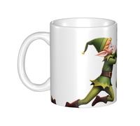 MKGOHLG Taza de cerámica impresa de elfo abrazándose entre sí para capuchino, latte, cereales, yogur, leche, bebidas calientes o frías, horno de microondas