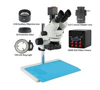 MKHFP Cámara de visión Artificial 7-4 5X 1080p Microscopio trinocular Cámara Industrial Digital 0.5X 1x Lente Objetivo 14 4led Luz de Anillo Cámara CCTV Industrial