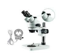 MKHFP Cámara de visión Artificial 7-4 5X 3.5x-90x Microscopio Binocular Trinocular Estéreo Zoom Big Table Soporte Microscopio Reparación con LED Luz de Anillo Cámara CCTV Industrial(Set B Trinocular)