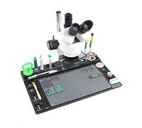 MKHFP Cámara de visión Artificial 7-45X Zoom Continuo Microscopio trinocular Industrial Conjunto de aleación de Aluminio Reparación de la Placa Base de la Base Cámara CCTV Industrial(Bianco)