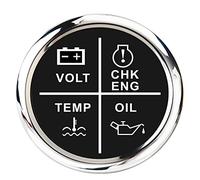 MKHFP Velocímetro Digital 52mm 4 en 1 DIRIGIÓ Medidor de calibrador de Alarma voltio de Aceite Temp Temp Temp INDICADOR del Motor for EL Coche Marine Boat 1 2V 24V Accesorios GPS(Black Silver)