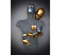 MKHFUW Figura de metal 3D Estatua Arte Lienzo Pintura Romántica Abstracta Pósteres e impresiones Amantes Escultura Póster Amor Corazón Beso Imágenes sin marco (Figura-01.1Pcs-30x40cm)